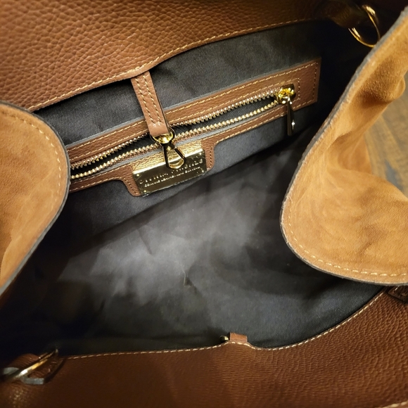 DIVINA FIRENZE Tote Bag Purse Satchel Viral Margaux Style Leather Chocolate - Picture 7 of 8